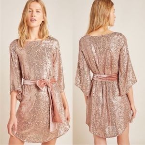 Anthropologie Sequin Pink Dress L